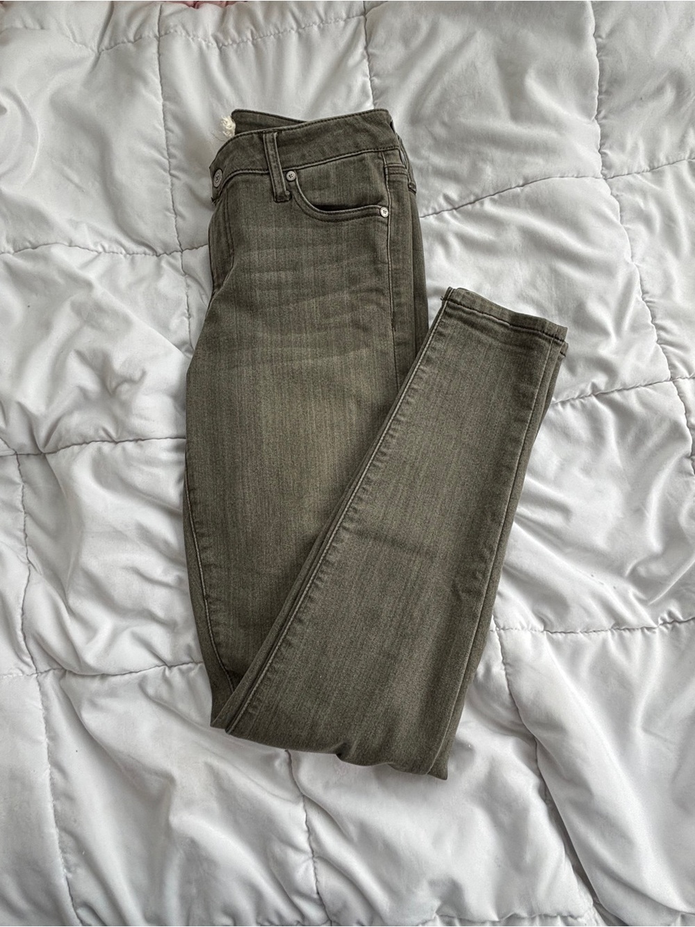 Altar’d State Skinny Jeans 29 Faded Gray Olive Mid Rise Soft Stretch